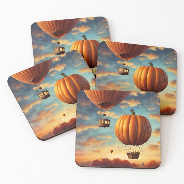 Item preview, Pumpkin Hot Air Balloons in the Twilight Sky designed and sold by DreamyEscapism.