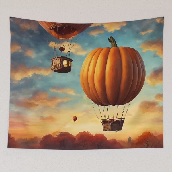 Item preview, Pumpkin Hot Air Balloons in the Twilight Sky designed and sold by DreamyEscapism.