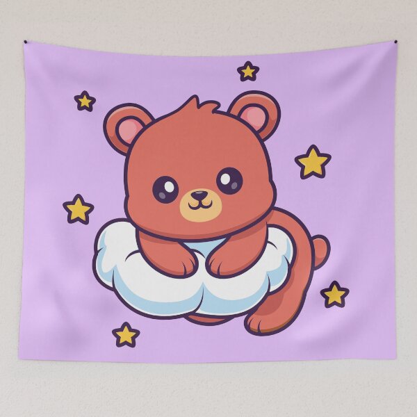 Item preview,  Cute Bear Lying on a Cloud Cartoon Vector Icon Illustration designed and sold by hjian8219.