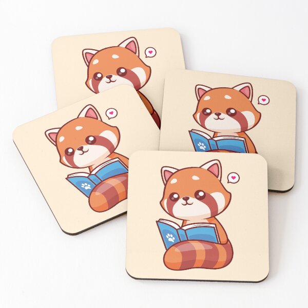 Item preview, Cute Red Panda Reading Book Cartoon Vector Icon Illustration designed and sold by hjian8219.