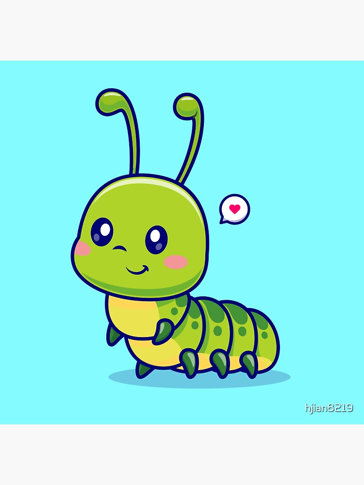 Cute caterpillar character, cartoon watercolor worm, brown funny smiling  garden insect, animal personage children book illustration. Adorable kawaii  pest, larva, lovely bug with big eyes Stock Illustration | Adobe Stock