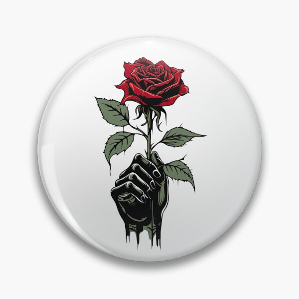 Item preview, A Hand Holding a Red Rose with Green Leaves on a Stem designed and sold by eyestetix.