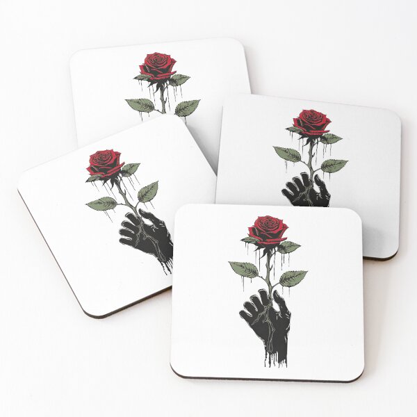 Item preview, A Hand Holding a Red Rose with Green Leaves on a Stem 2 designed and sold by eyestetix.