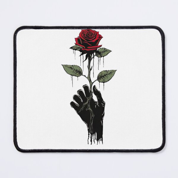 Item preview, A Hand Holding a Red Rose with Green Leaves on a Stem 2 designed and sold by eyestetix.
