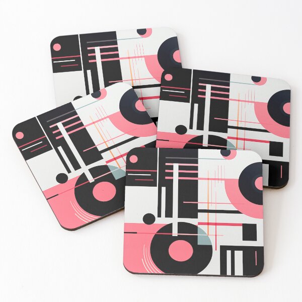 Item preview, Bold & Colorful Abstract Geometric Design: Juxtaposition of Shapes in Black and Pink designed and sold by PaintbrushPlace.