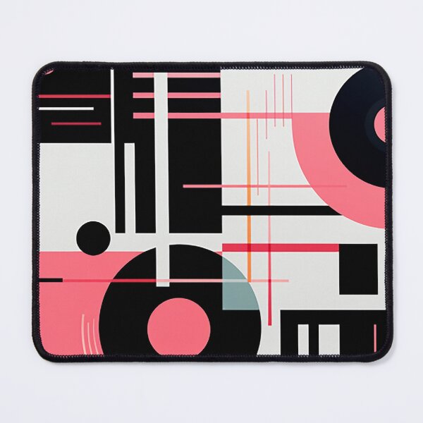 Item preview, Bold & Colorful Abstract Geometric Design: Juxtaposition of Shapes in Black and Pink designed and sold by PaintbrushPlace.