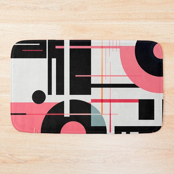 Item preview, Bold & Colorful Abstract Geometric Design: Juxtaposition of Shapes in Black and Pink designed and sold by PaintbrushPlace.