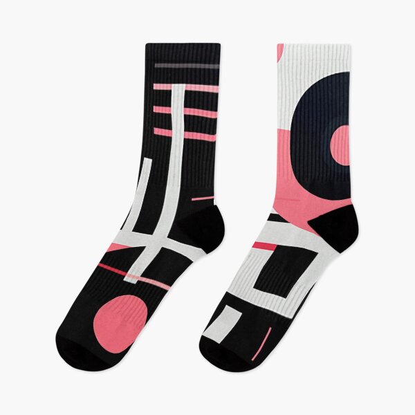 Item preview, Bold & Colorful Abstract Geometric Design: Juxtaposition of Shapes in Black and Pink designed and sold by PaintbrushPlace.