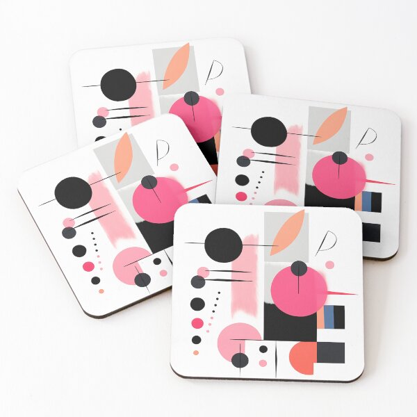 Item preview, Vibrant Abstract Geometric Fusion: Bold Black & Pink Shapes Collide designed and sold by PaintbrushPlace.