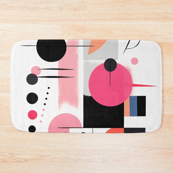 Item preview, Vibrant Abstract Geometric Fusion: Bold Black & Pink Shapes Collide designed and sold by PaintbrushPlace.