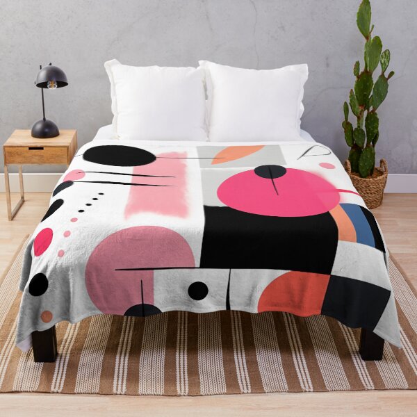 Item preview, Vibrant Abstract Geometric Fusion: Bold Black & Pink Shapes Collide designed and sold by PaintbrushPlace.
