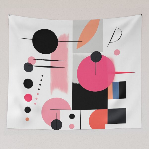 Item preview, Vibrant Abstract Geometric Fusion: Bold Black & Pink Shapes Collide designed and sold by PaintbrushPlace.