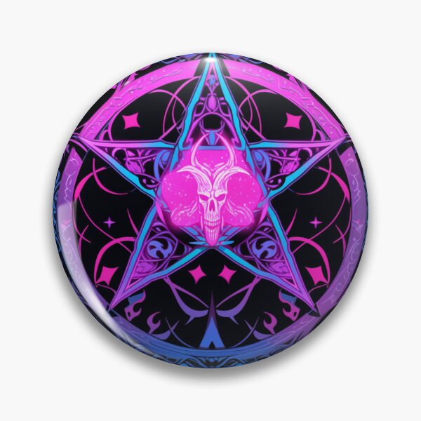 Item preview, pink and blue pentagram - witchy occult symbol with satanic implications designed and sold by Productsbane.