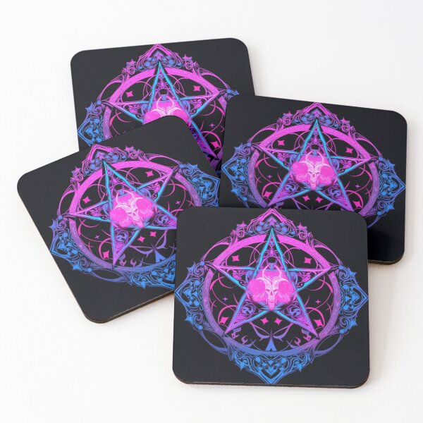 Item preview, pink and blue pentagram - witchy occult symbol with satanic implications designed and sold by Productsbane.