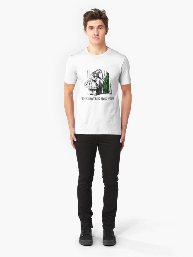 Alternate view of Alice in the Wonderland Matrix Rabbit Hole Slim Fit T-Shirt