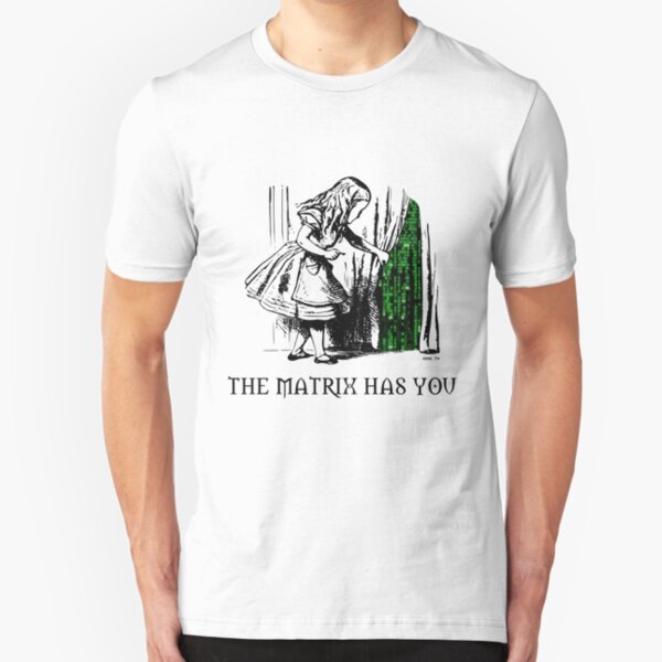 Alice in the Wonderland Matrix Rabbit Hole Slim Fit T-Shirt