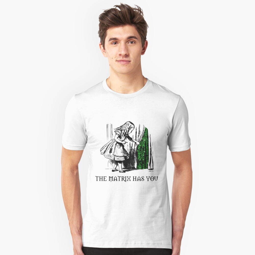 Alice in the Wonderland Matrix Rabbit Hole Slim Fit T-Shirt
