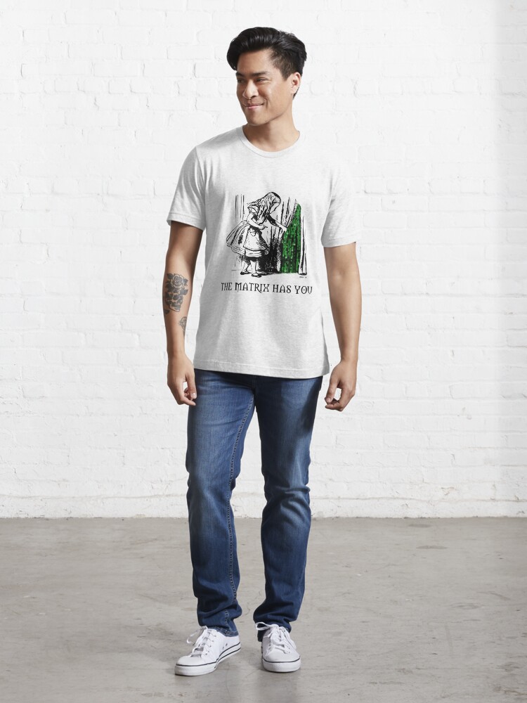 Alternate view of Alice in the Wonderland Matrix Rabbit Hole Essential T-Shirt