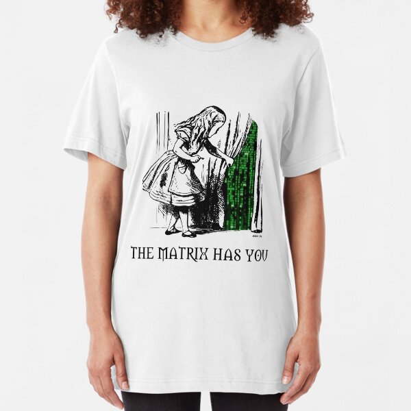 Alice in the Wonderland Matrix Rabbit Hole Slim Fit T-Shirt