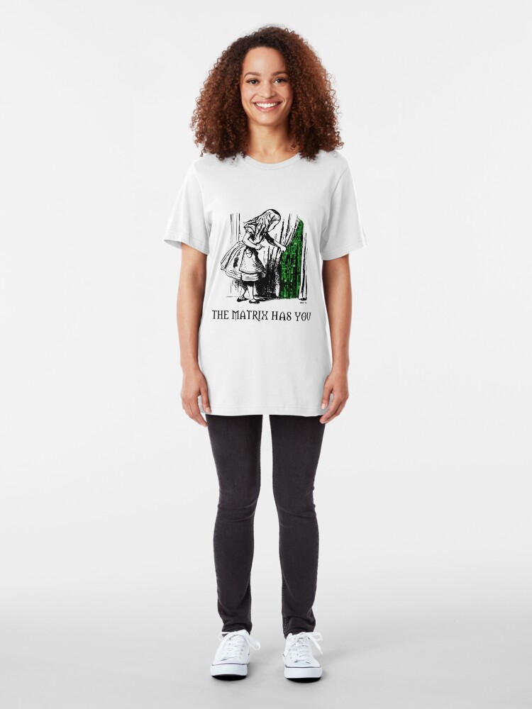Alternate view of Alice in the Wonderland Matrix Rabbit Hole Slim Fit T-Shirt