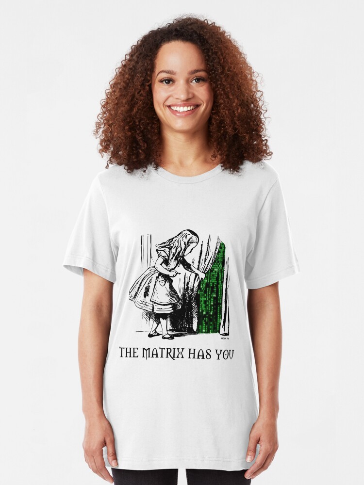 Alternate view of Alice in the Wonderland Matrix Rabbit Hole Slim Fit T-Shirt