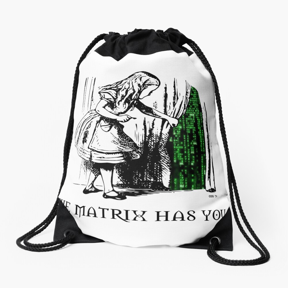 Alice in the Wonderland Matrix Rabbit Hole Drawstring Bag