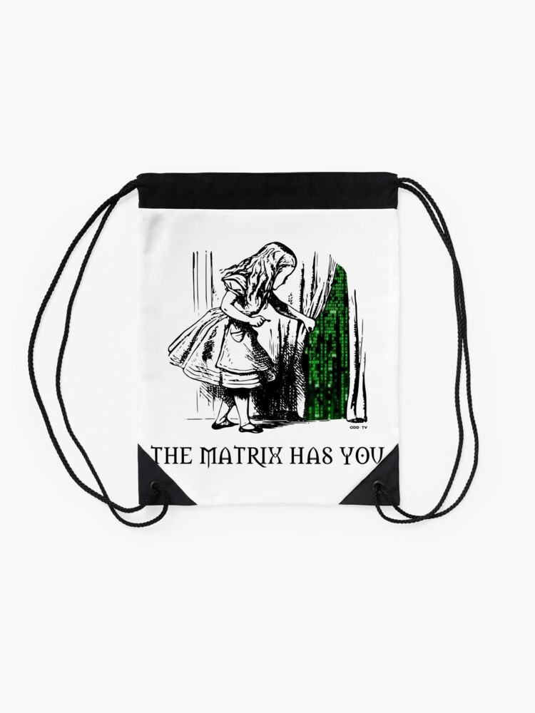 Alternate view of Alice in the Wonderland Matrix Rabbit Hole Drawstring Bag