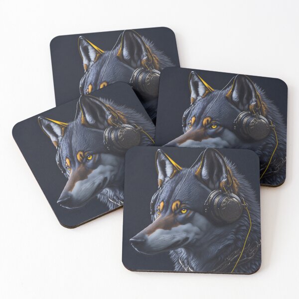Item preview, "Captured in striking vector art, the artwork titled 'Wolf Harmony' features a majestic wolf, its head adorned with headphones, creating a fusion of nature and technology." designed and sold by Best-Art-32.