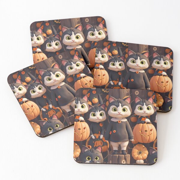 Item preview, Halloween Kittens Pumpkins Pattern designed and sold by Funny Vintage Stickers And T-Shirts.