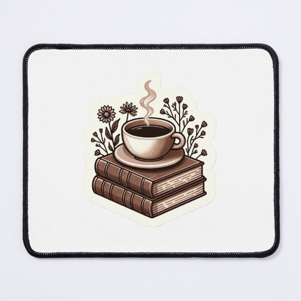 Item preview, Timeless Brew Tales | Coffee atop Vintage Book Stack with Petals Illustration designed and sold by TheGraphicsLord.