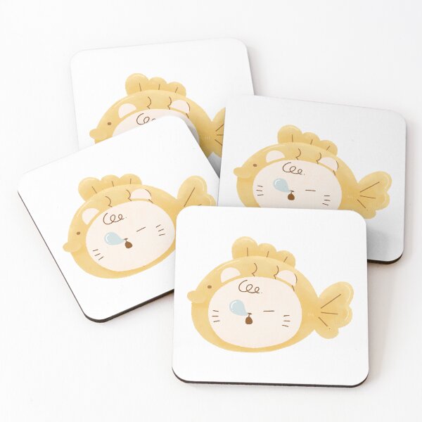 Item preview, taiyaki cute sleeping cat neko bread fish japanese watercolor designed and sold by TNwandesignart.