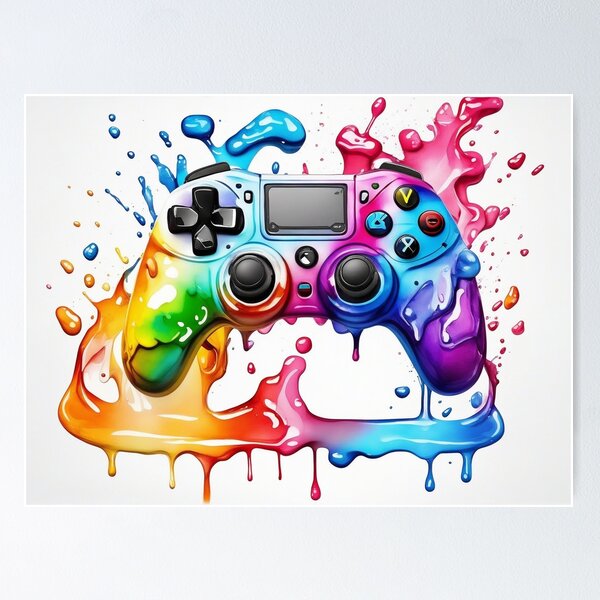 Artikel-Vorschau von Videospiel-Controller-Aquarell tropft, designt und verkauft von druidwolfart.