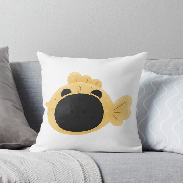 Item preview, taiyaki cute black cat neko bread fish japanese watercolor designed and sold by TNwandesignart.