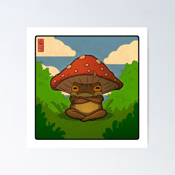 Item preview, toad in toadstool hat art designed and sold by DingHuArt.