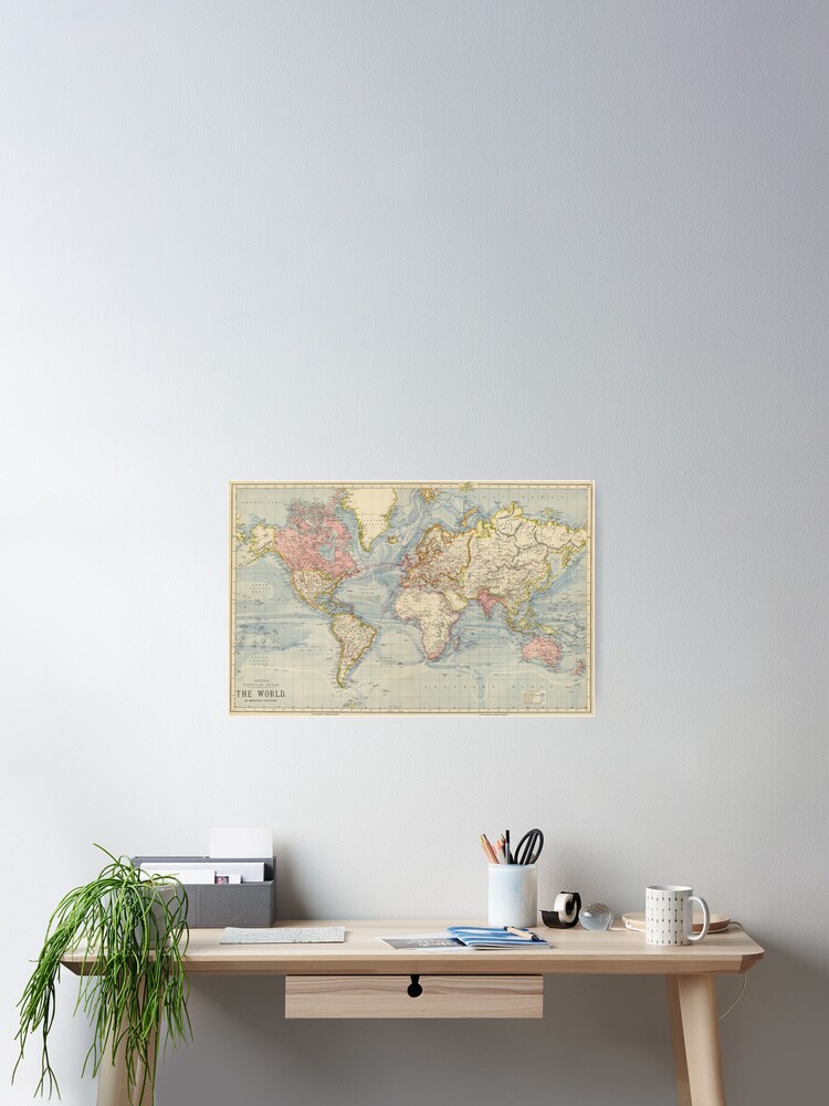 Thumbnail 2 of 3, Poster, Vintage Map of The World (1883) designed and sold by BravuraMedia.
