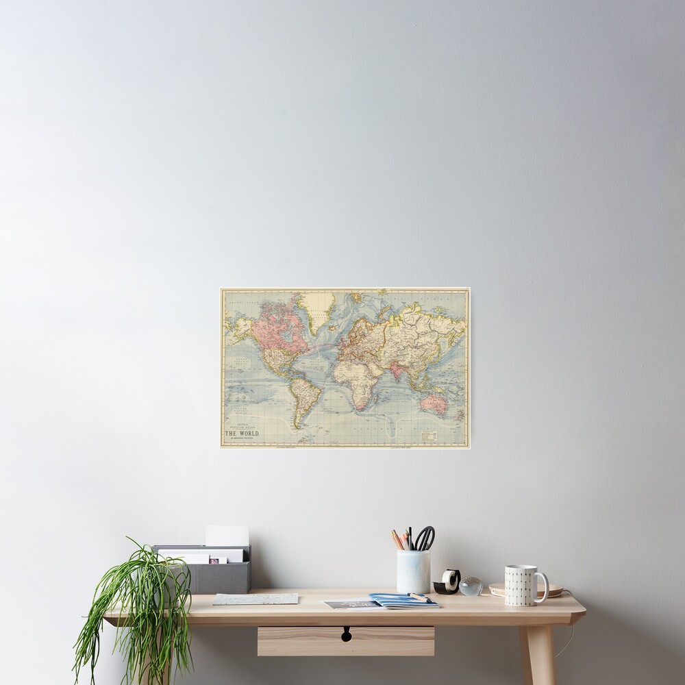 Vintage Map of The World (1883) Poster
