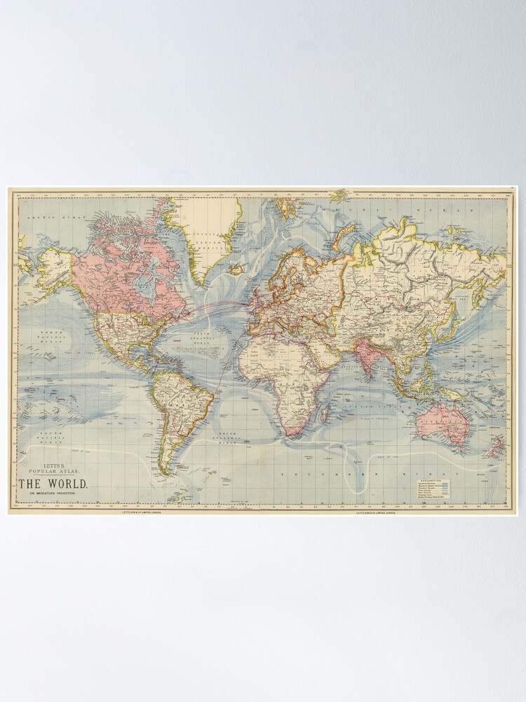 Alternate view of Vintage Map of The World (1883) Poster