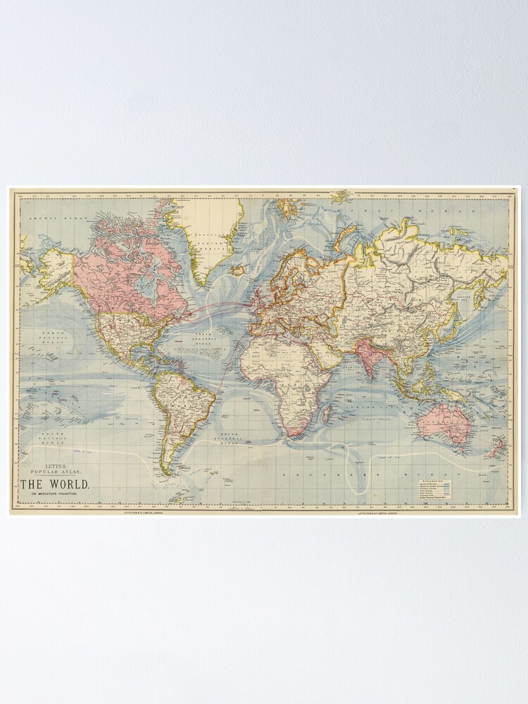 Alternate view of Vintage Map of The World (1883) Poster