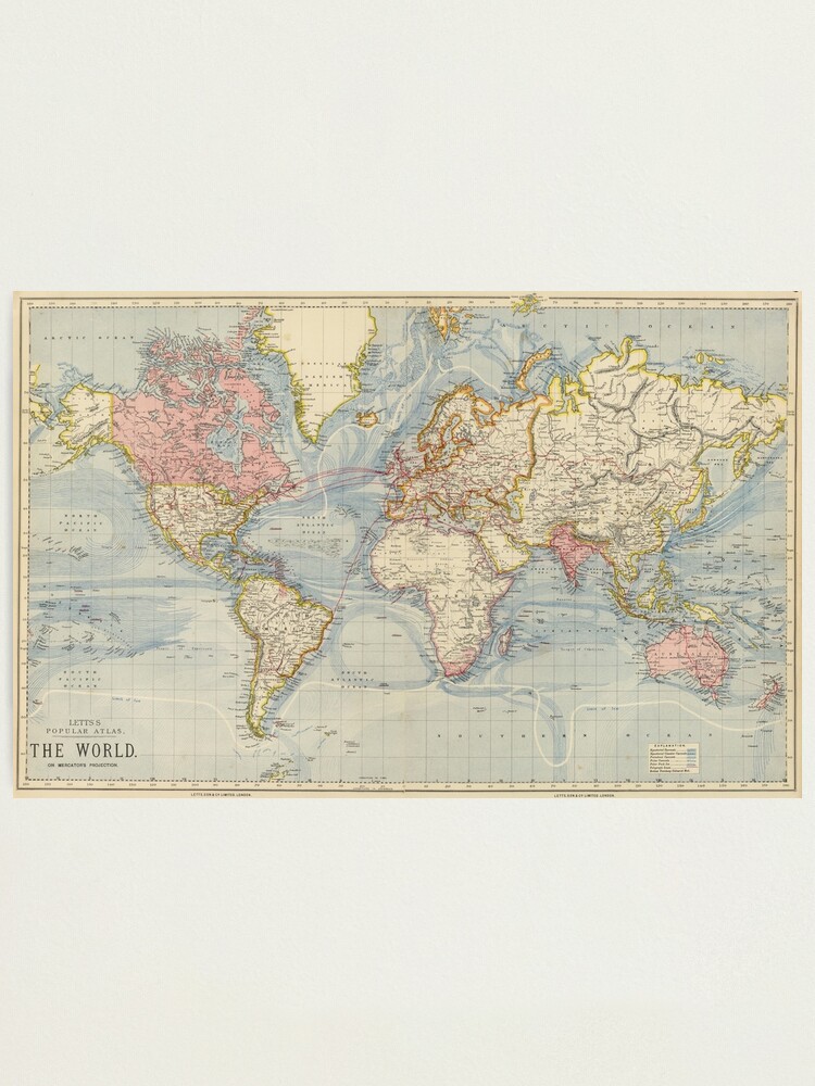 Alternate view of Vintage Map of The World (1883) Photographic Print