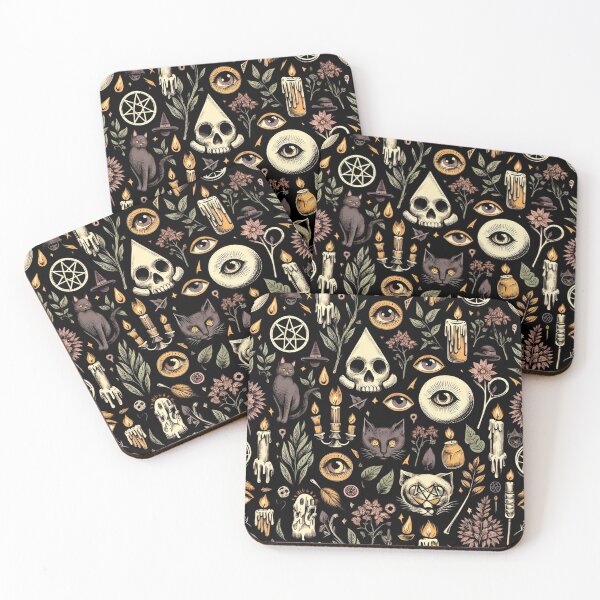 Item preview, Enchanted Cat and Floral Mystique: Mystical Pattern with Eyes and Candles designed and sold by Wicc-a.