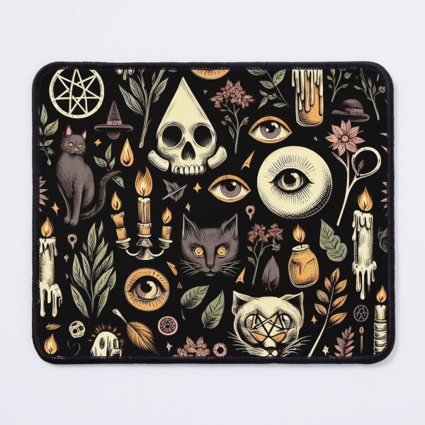 Item preview, Enchanted Cat and Floral Mystique: Mystical Pattern with Eyes and Candles designed and sold by Wicc-a.