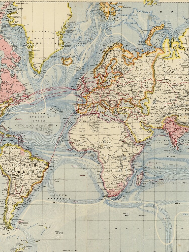 Vintage Map of The World (1883) by BravuraMedia