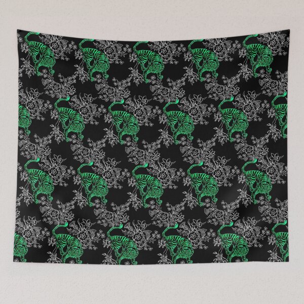 Item preview, Bengal tiger, tiger ,animal ,African ,safari ,flowers  ,vivid ,floral ,botanical ,garden designed and sold by letsgow8th.