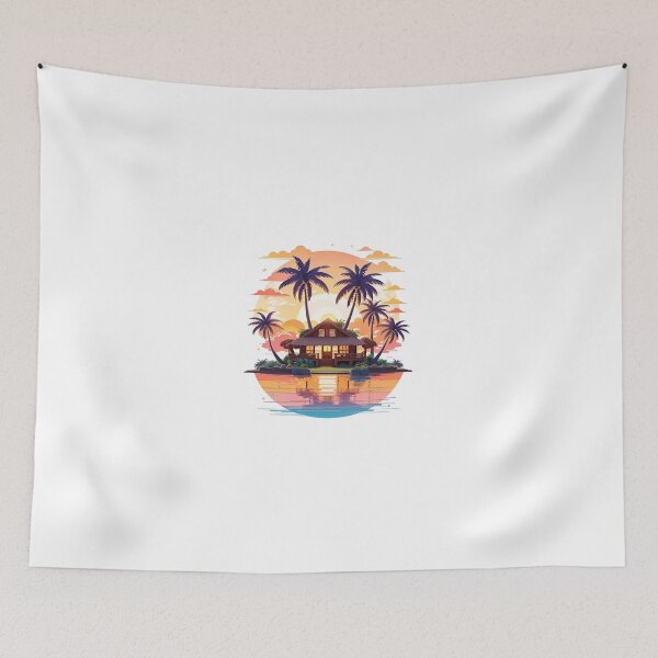 Item preview, Arts work of T shirt design home with coconut tree sun designed and sold by GOGOTIHO.