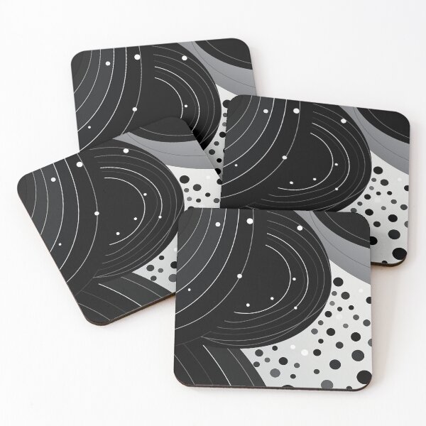 Item preview, Elegance in Monochrome: Sleek Abstract Lines Meets Subtle Polka Dots in Black and Grey designed and sold by PaintbrushPlace.