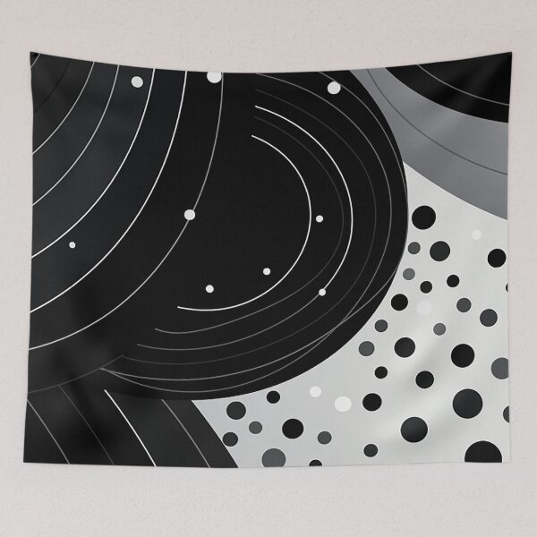 Item preview, Elegance in Monochrome: Sleek Abstract Lines Meets Subtle Polka Dots in Black and Grey designed and sold by PaintbrushPlace.