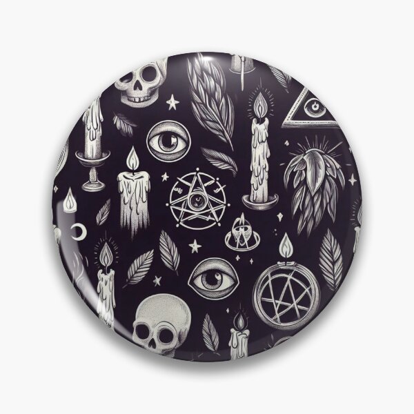 Item preview, Dark Style Pattern with Candles, Mystical Occult Enigma: Skulls, Pentacles, and All-Seeing Eyes designed and sold by Wicc-a.