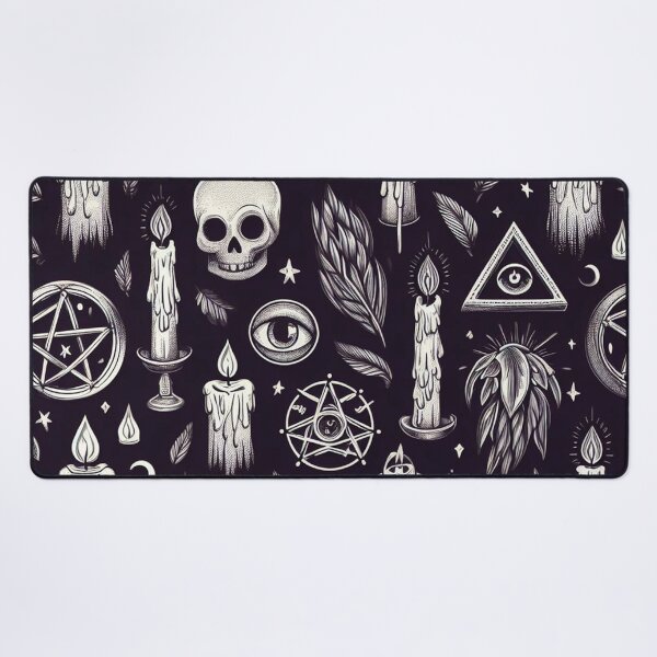 Item preview, Dark Style Pattern with Candles, Mystical Occult Enigma: Skulls, Pentacles, and All-Seeing Eyes designed and sold by Wicc-a.