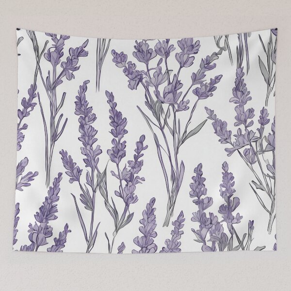 Item preview, Elegarta Design - Art nouveau - Mucha Inspired Art - Vintage Lavender flower in white background pattern  designed and sold by Mucha-style-art.