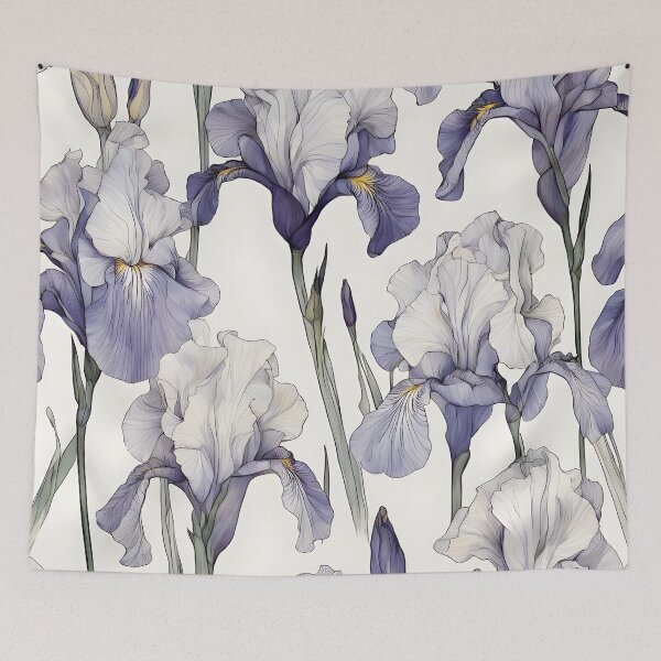 Item preview, Elegarta Design - Art nouveau - Mucha Inspired Art - Vintage Iris flower pattern  designed and sold by Mucha-style-art.